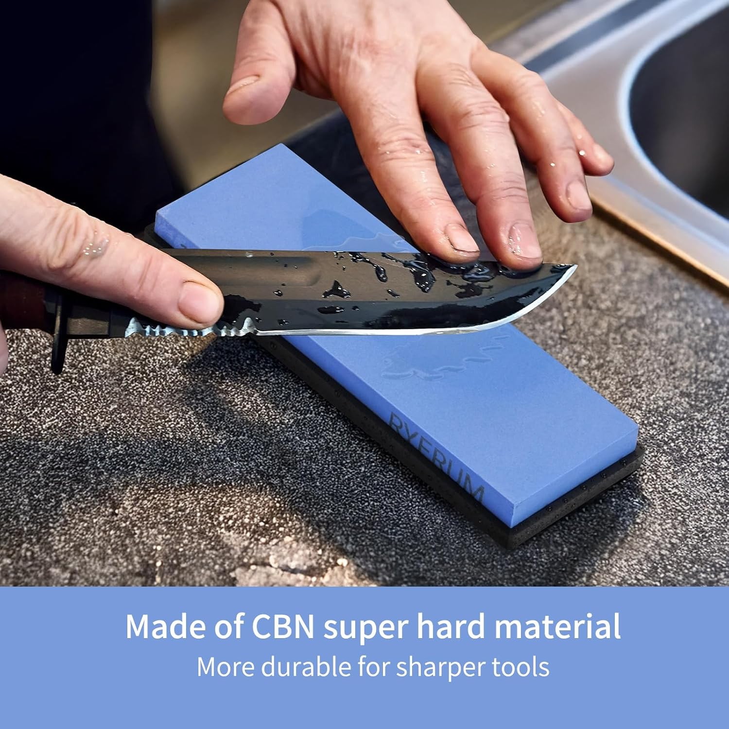 Sharpening Stone, Single sided whetstone,  sharpener stone with a precision of 1000 Professional wet stone, Sharpening stone with rubberized non-slip base, Easy to useQuesear