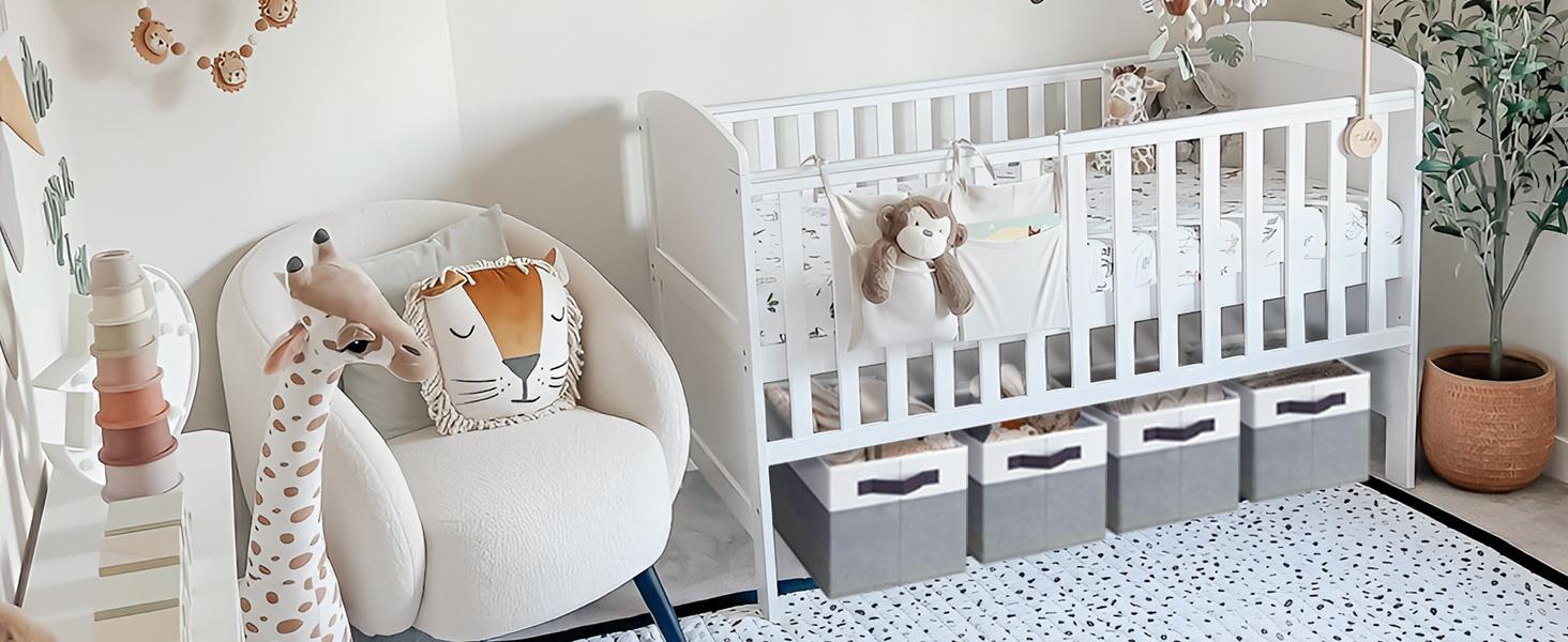 4 Pack Large Closet Storage Baskets Bins for Shelves| Fabric Closet Organizers and Storage with Handles Home Organization| Decorative Collapsible Baskets for Organizing Clothes Nursery 14"x10"