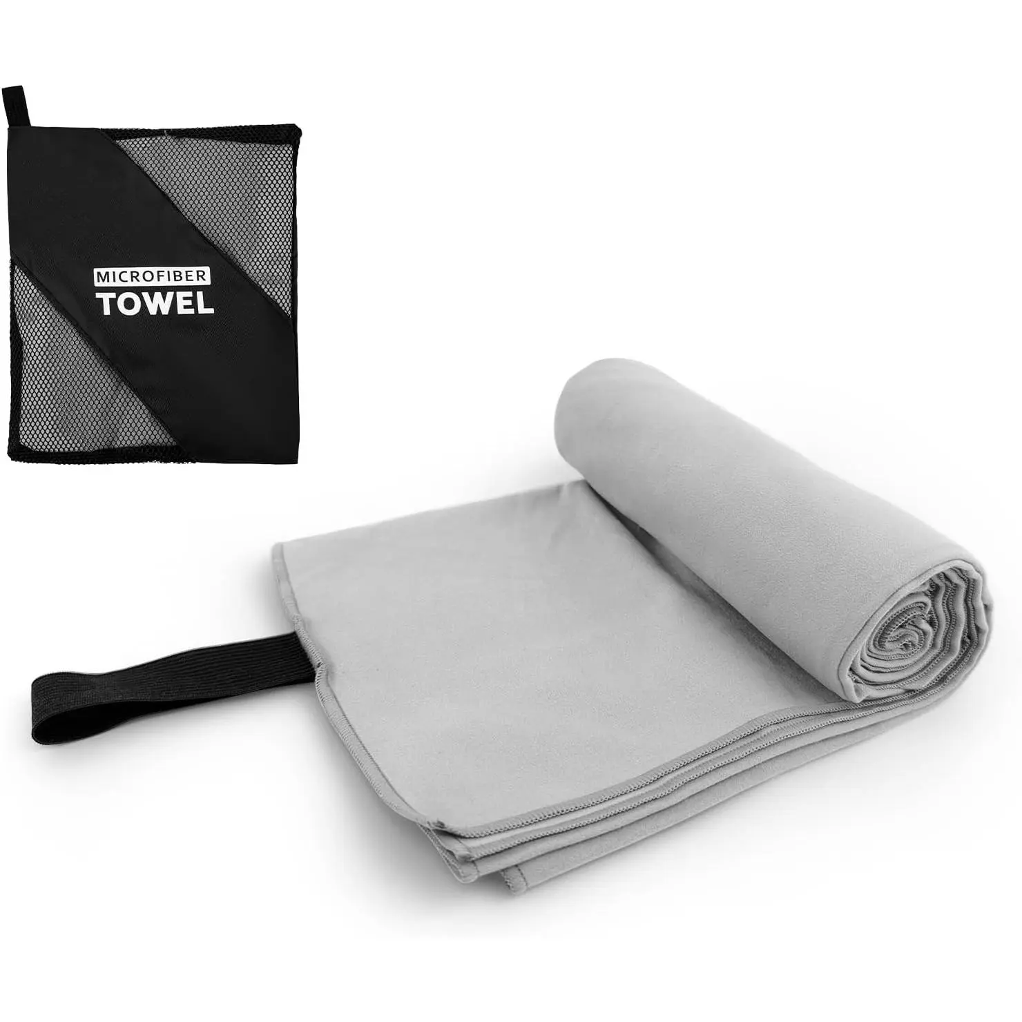 Travel  Towel L Size Microfiber Quick Dry Lightweight for Men Women Camping Hiking Beach Swimming Pool Yoga Mat Towels(Light Grey, 1 Pack L)