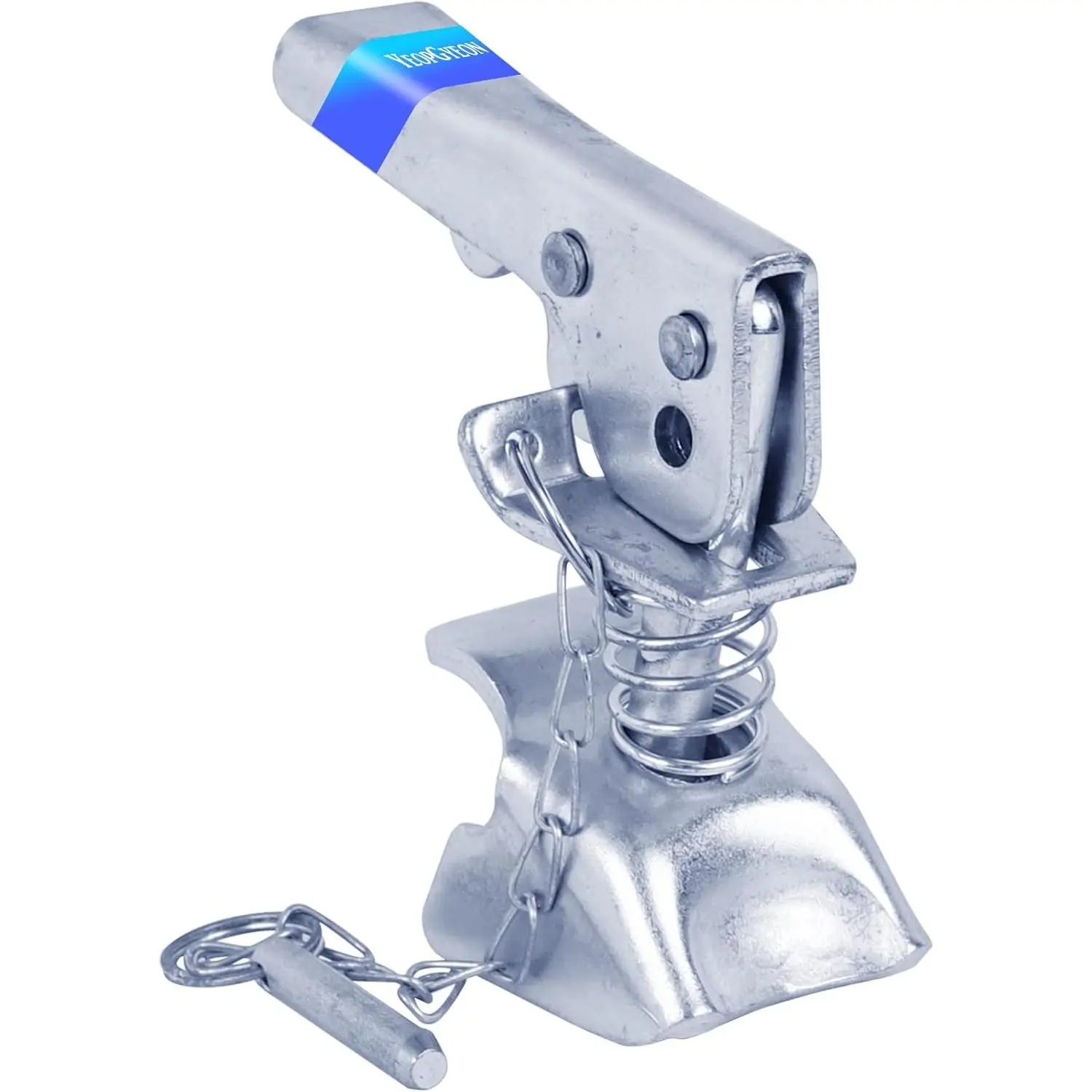 Adjustable Trailer Coupler Latch with Safety Chain - 2 Inch 3500 lbs Capacity Heavy-Duty Locking Kit for Boat, Camper, and Utility Trailers - Zinc-Plated Steel