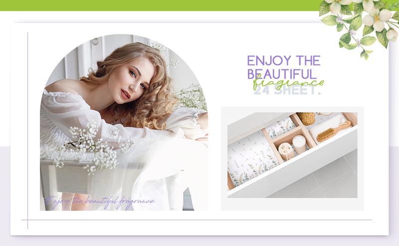 Lavender Scented Drawer Liners 24 Sheets for Dresser 15.7 x 22.8 Inch Non Adhesive Floral Print Fresh Style Kitchen Cabinet Shelf Closet Flower Aroma