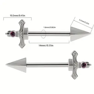1 Pair Nipple Barbell Ring, Sword Nipple Ring Nipple Shield 14G, Bridge Of The Nose Piercing Body Jewelry