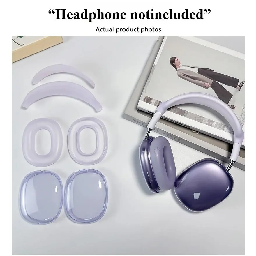 Aesthetic Purple Gradient Transparent Silicone Over-Ear Headphone Case - Full Coverage, Anti-Scratch, Dustproof Luxury Protective Shell with Protection for Headphone Accessories, Unisex