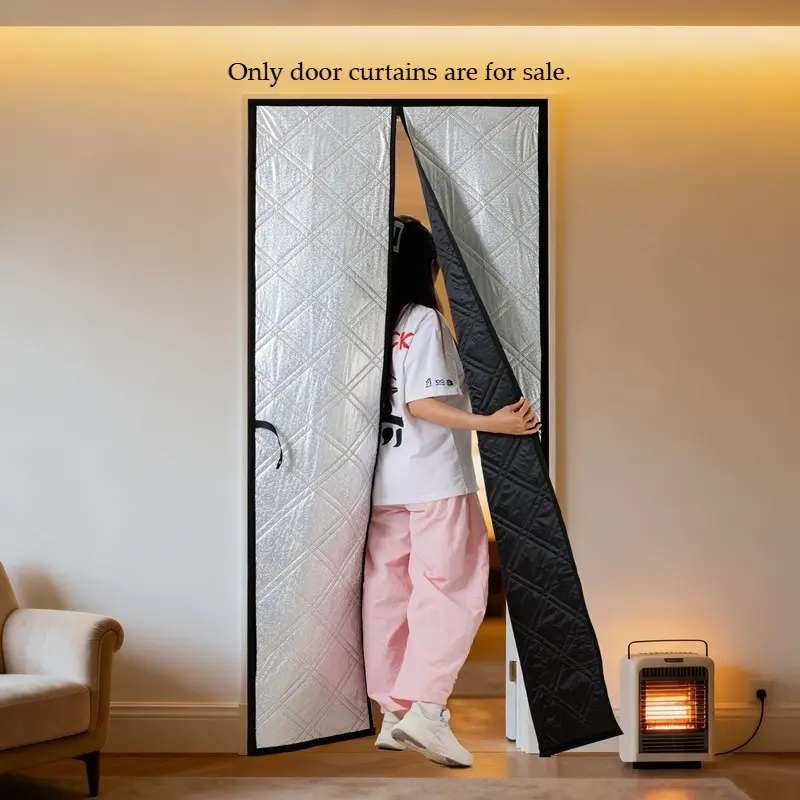 Zipper‑Style Door Curtain, Made of Aluminum‑Film‑Coated Oxford Fabric with Cotton Filling, Wind‑Proof, Heat‑Preserving and Sealed‑Partition Curtain