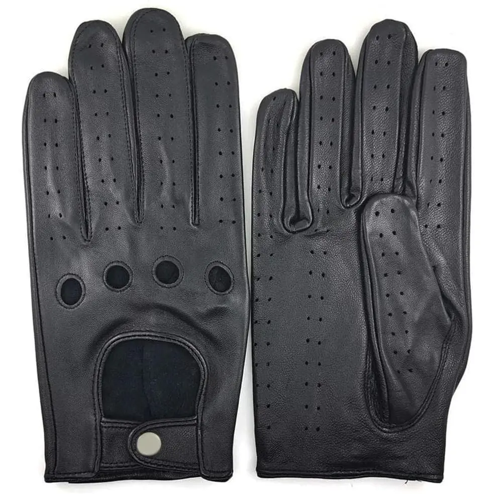 Men's Touchscreen Leather Driving Gloves - Soft & Thin Italian Lambskin, Unlined Professional(Gift)