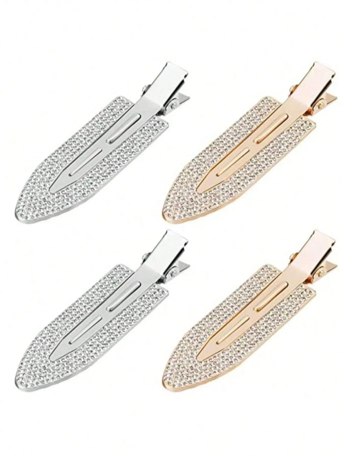 8 Pcs Invisible Hair Clips, Fashion Hair Accessories, Rhinestone Anti-Bend Flat Styling Clips, Shiny Metal Curling Clips, Bangs Styling Clips, Makeup Hair Clips, Hair Style Accessory