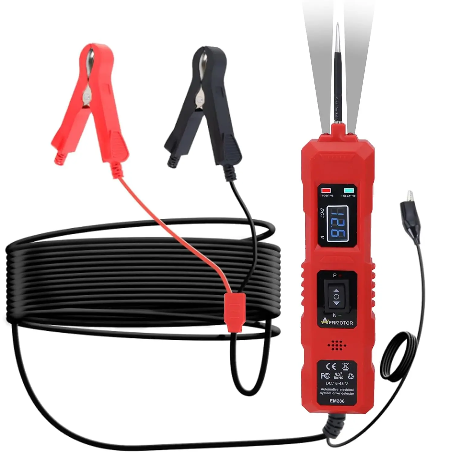 Multifunctional  Circuit Tester Component Activation Electrical Tester 6-24V/3.5-36V   Power Tester Digital Display Short Circuit Finder for Continuity Testing Red