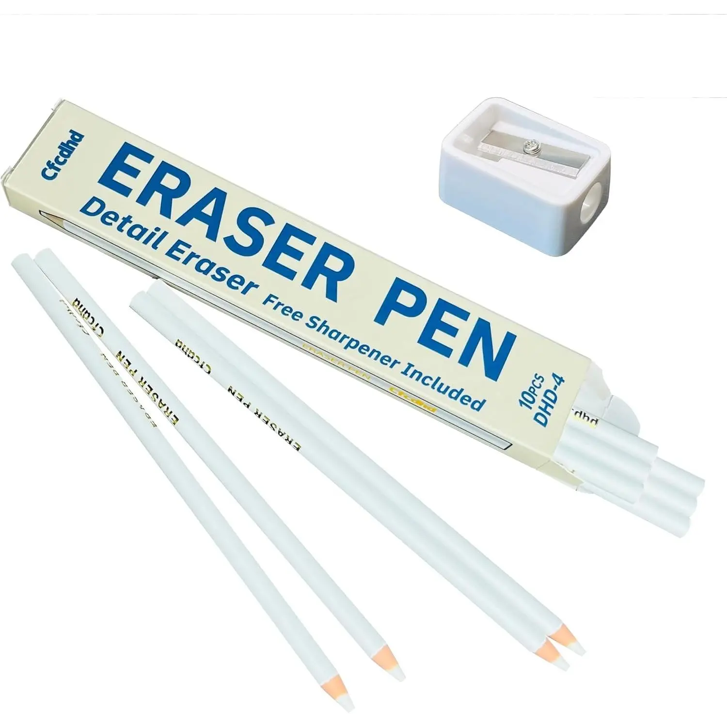 Precision Eraser Pen 10-Pack, Pencil-Style Art Tool for Sketching Detailing, Smudge-Free Clean Erase for School/Office Supplies