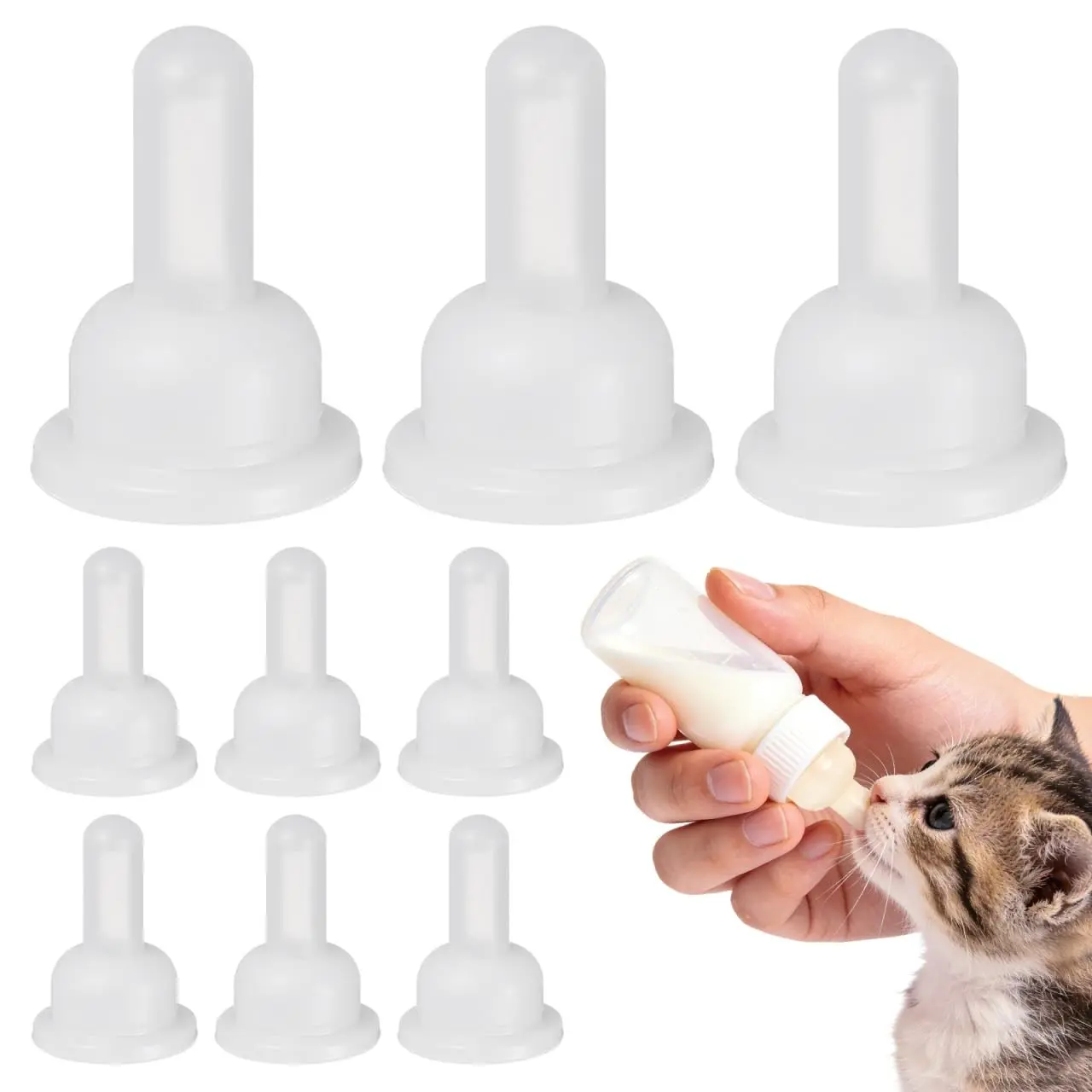 40-Pack Silicone Pet Nursing Nipples, Replacement Pacifiers for Small Animals, Bunny and Kitten Feeding Bottle Nipples, and Pet Feeder Nipples