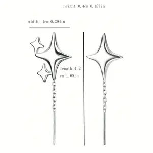 [Daily & Banquet] Elegant And Sexy Polaris Chain Pendant Earrings, Alloy Long Earrings, No Plating, Fashionable Ear Needles, Suitable for Daily And Banquet Occasions - Suitable for All Seasons
