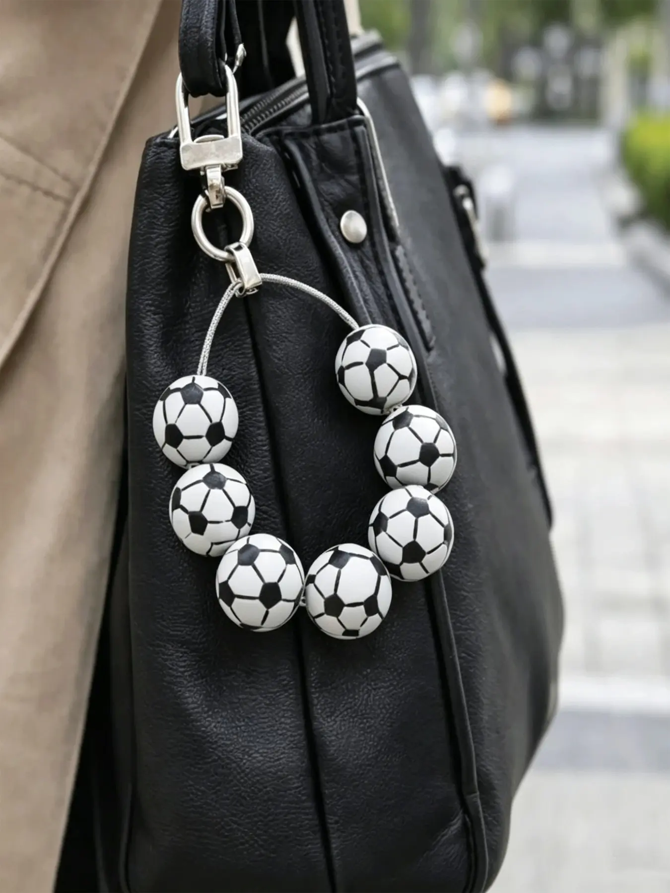 Stylish Soccer Ball Beads Keychain, Sporty Design for Everyday Bags, Unique Gift for Sports Lovers, All Seasons Hanging Ornament
