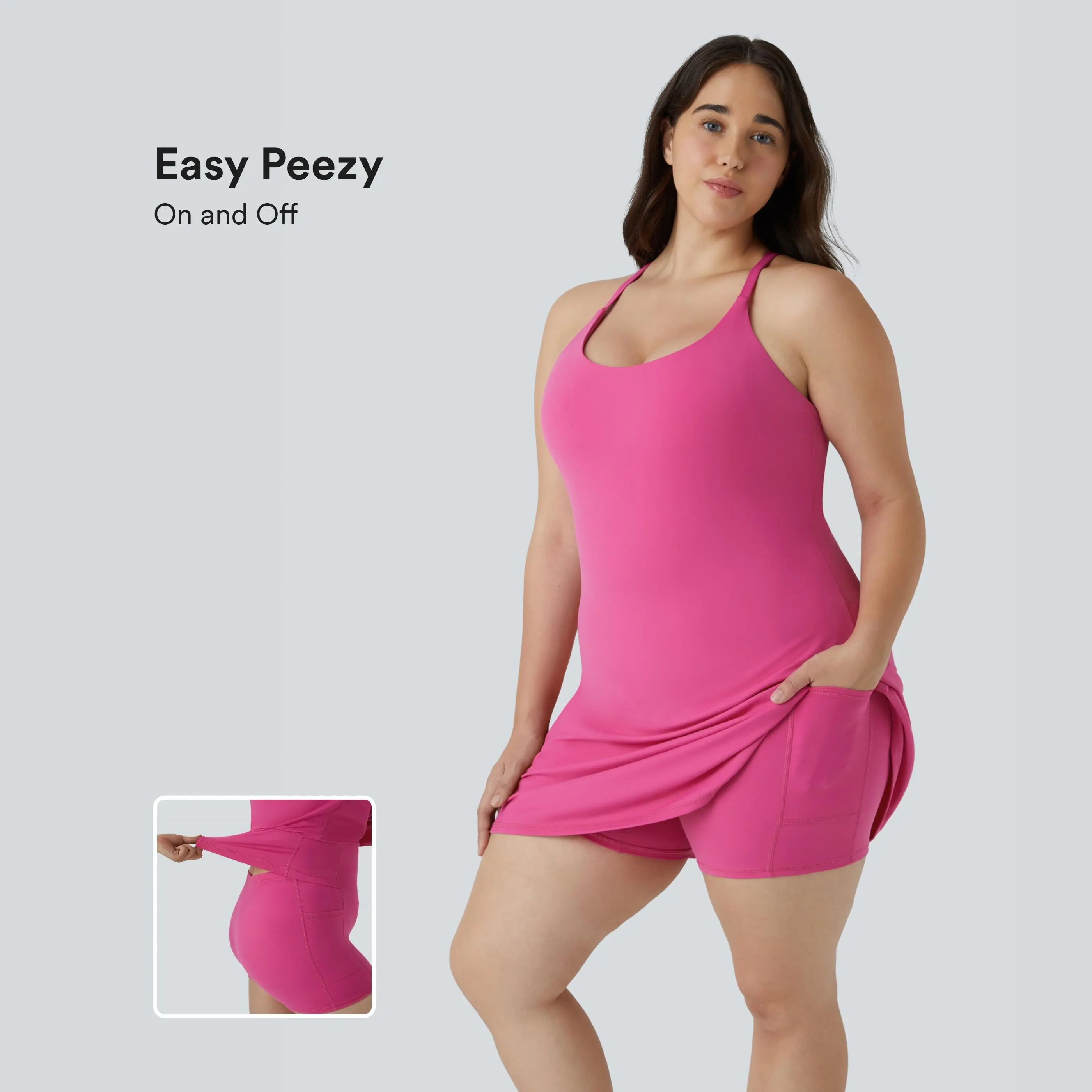 Halara Everyday Softlyzero™ Plush Backless 2-in-1 Flare Workout Plus Size Dress-Wannabe-Easy Peezy