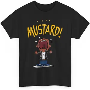 100%cotton Mustard Kendrick T-Shirt Cool Funny Meme Hip Hop Music Graphic Tee Unisex Cotton Short Sleeve Crew Neck Streetwear Rap Fan Shirt Casual Summer Outfit Trendy Meme Tee Verano Camiseta Gift For Music Lovers