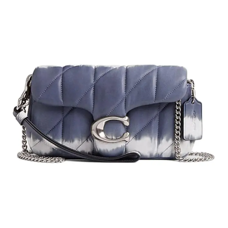 COACH Tabby 19 Quilted Tie-Dye Printed Nappa Leather Crossbody Bag for Women, Midnight Navy Multicolor