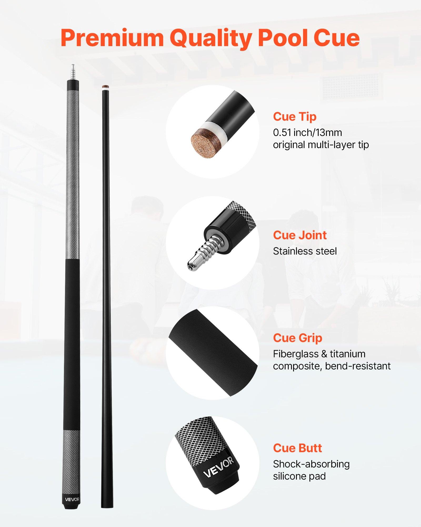 VEVOR Pool Cue, 1 Piece Pool Stick, 58 inch & 21 oz Fiberglass Titanium ...