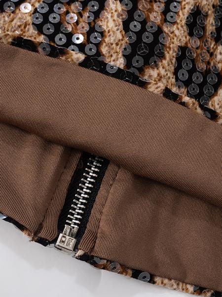 Women's Leopard Print Sequins Tube Top, Fashion Casual Strapless Top for Daily Outdoor Wear, Ladies Clothes for Summer