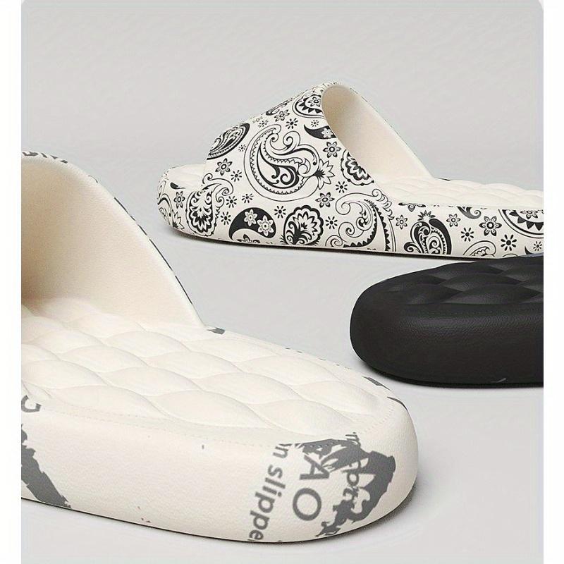 Men's Casual Letters Print Slides, Soft Comfortable Black Bathroom Slippers, Non-slip Slippers for Indoor & Bathroom Use for All Seasons, National Day Offers, Footwear Walking Shoes Boy Flipflop Tsinelas