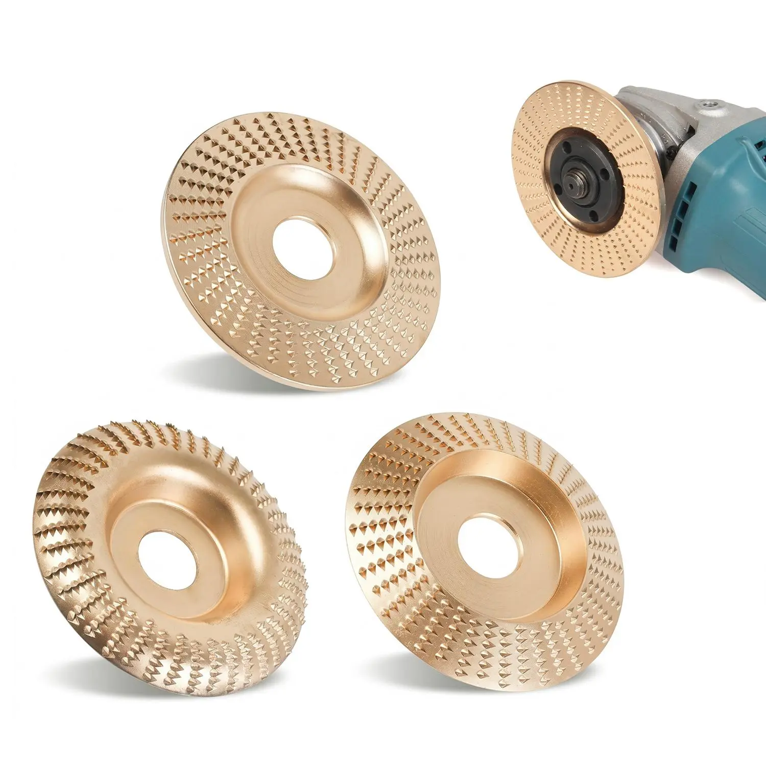 3PCS 4" Grinding Wheels, Angle Grinder Polishing Pad, Wood Carving Disc Set for 4 1/2 Inch Angle Grinder, Heavy Duty Wood Sanding Disk Grinding Wheel, Stump Grinder Attachments for Wood Cutting Shaping