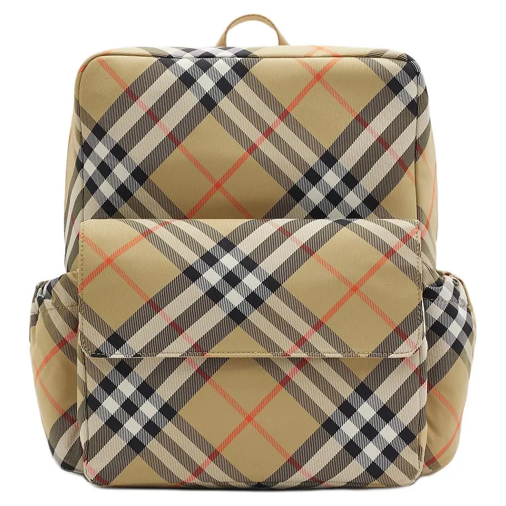 Burberry Check Print Nylon Backpack for Kids in Beige