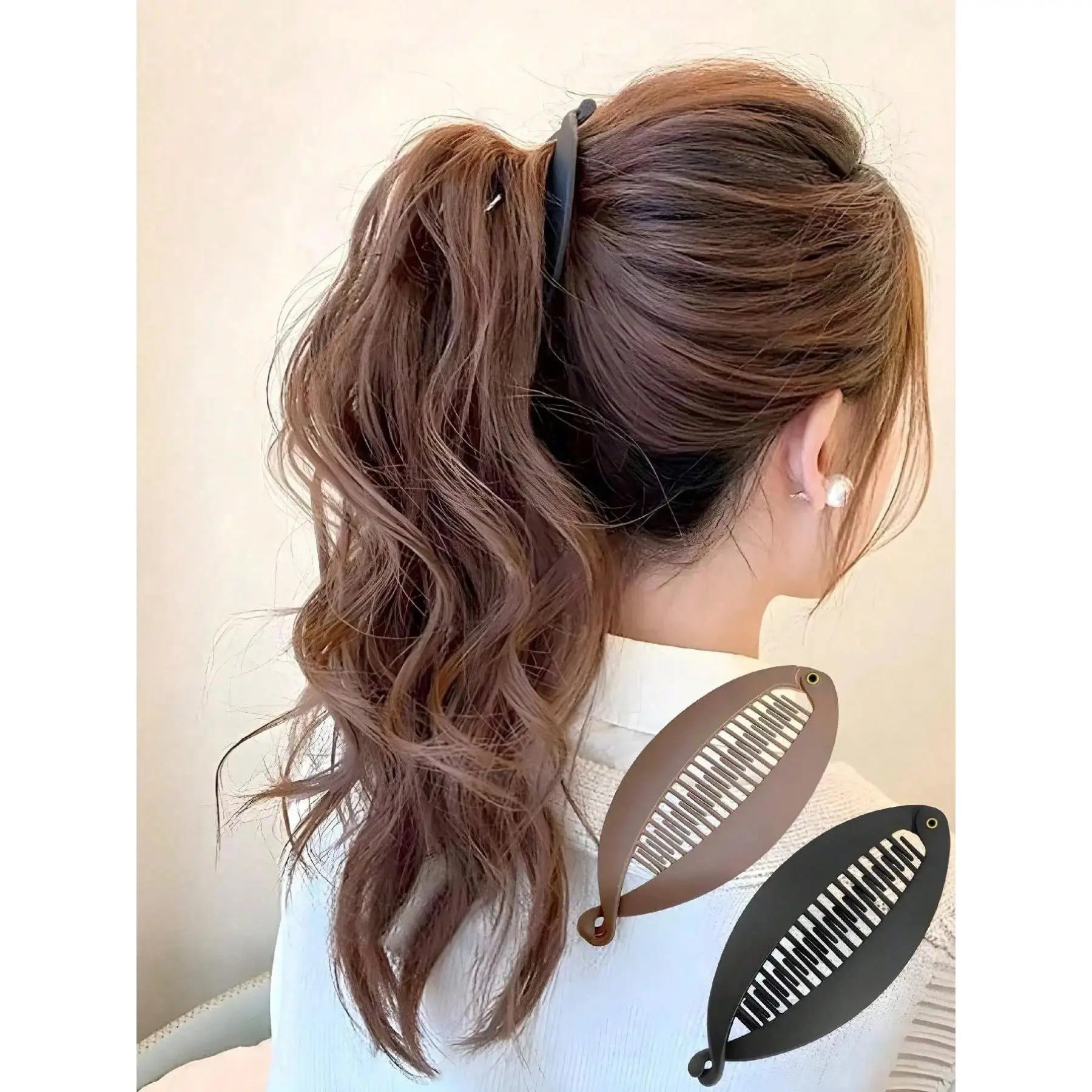 2-Pieces-Hairpin-Large-Banana-Clip-Black-Coffee-Color-Hair-Comb-Plastics-Flexible-Banana-Clip-Hair-Suitable-For-Thick-Hair-Ponytail-Clip-Interlocking-Banana-Hairpin-Styling-Banana-Clip-Women