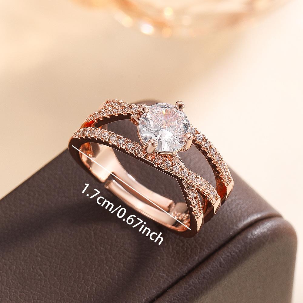 Twist Wrap Open Moissanite Ring for Women, Luxury Dainty Round Cut Cubic Zirconia Adjustable Engagement Wedding Band