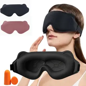 Two-Pack 6D Cat Ear Sleep Mask, Unisex Light-Blocking Eye Cover, Breathable, Reduces Fatigue, Ideal for Naps, Includes Ear Plugs