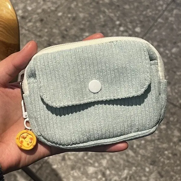 Women's Zippered Corduroy Storage Pouch - Aesthetic Minimalist Earbuds Organizer, Portable Cable-Card Holder, Small Travel Accessories Case for Headphones, Chargers, Keys & Everyday Essentials (Sports & Outdoor Use)