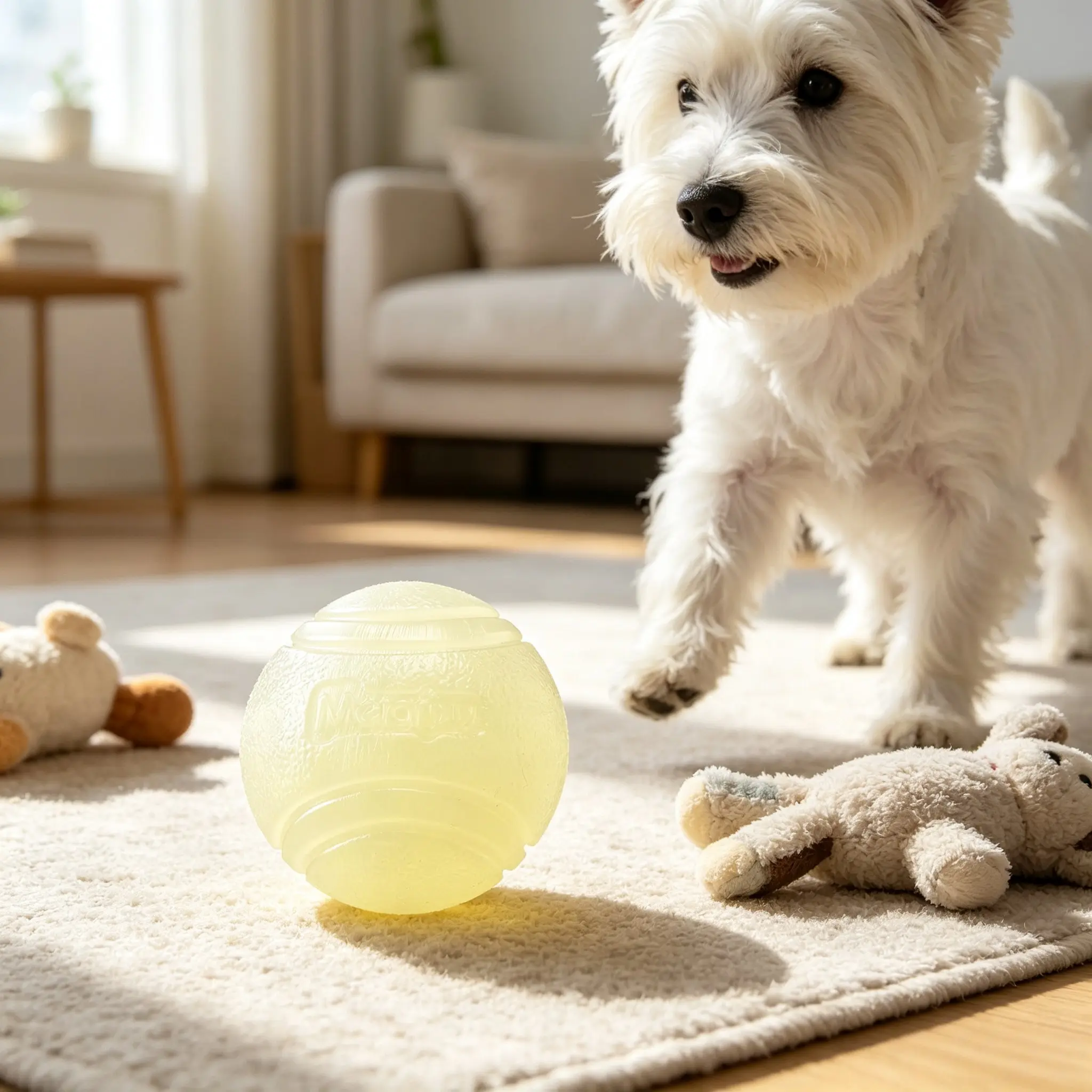 Internet-famous glowing dog rubber ball! 1 piece of glowing rubber ball. Extremely durable and resistant to chewing. A ball that glows at night for throwing and catching to relieve boredom. Suitable for all types of dogs. Essential for nighttime dog walks