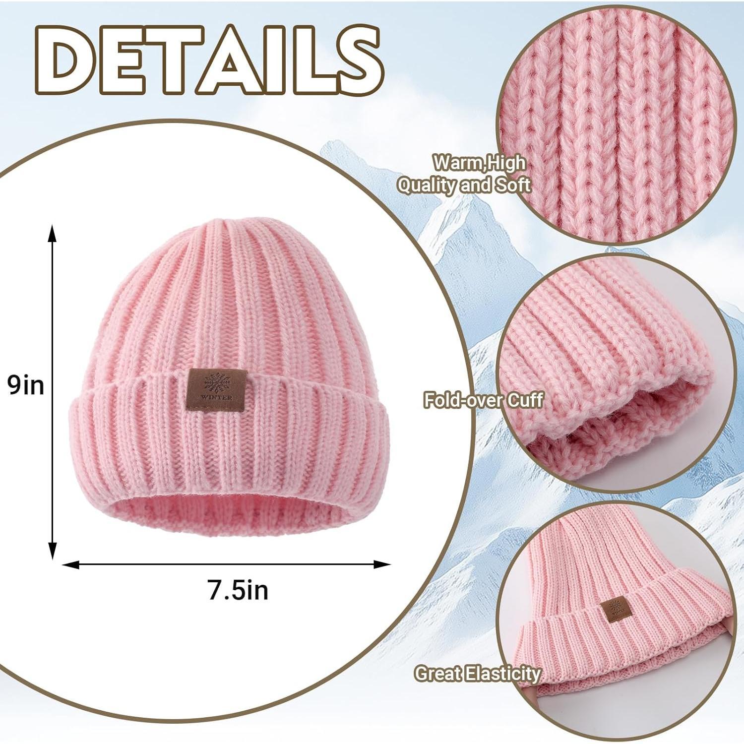 Winter Beanie Hat Scarf Gloves Set for Women, Warm Knit Skull Cap Long Scarf Touchscreen Fleece Lined Gloves