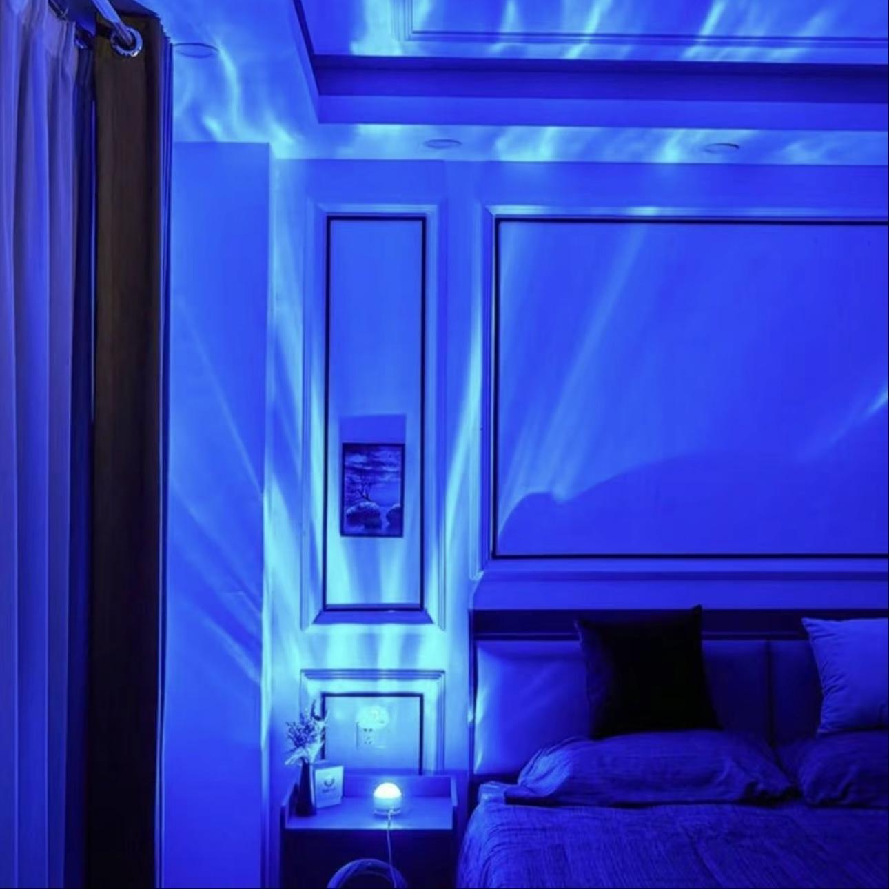 Aurora, Water Ripple and Sky Projector Light, 1/2 Counts USB Rechargeable 16-color LED Projector Lamp with Remote Control, Northern Lights Ambient Ceiling Light, Ceiling Projection Lamp for Room Decor