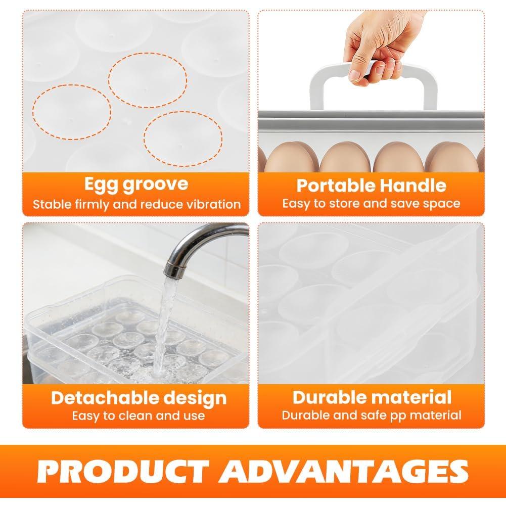 2-Layer Easter Deviled Egg Containers With Lid,48PCS Deviled Eggs Tray Carrier with Hand Injector Piping Tool, Platter Holder Organizer for Refrigerator Party Picnic Travel 2-Layer Easter Deviled Egg Containers With Lid,48PCS Deviled Eggs Tray Carrier with Hand Injector Piping Tool, Platter Holder Organizer for Refrigerator Party Picnic Travel