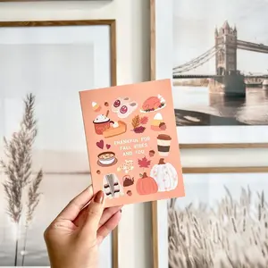 2pc+2envelope Cute Fall Vibes Thanksgiving Card, Thank You Card