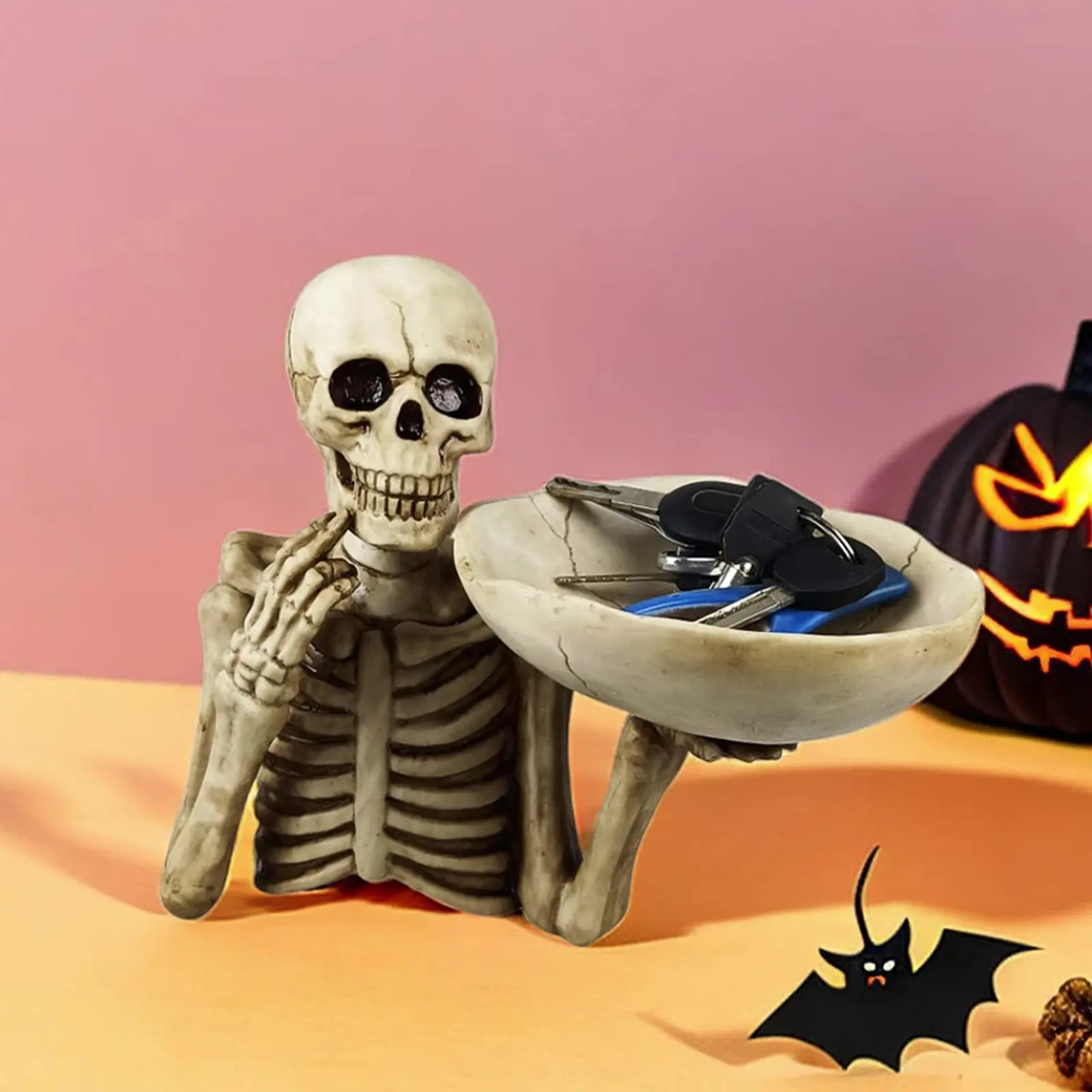 Skull Head Snack Tray Resin Candy Dish Punk Style Food Display Bowl, Home Desktop Party Decor, Casual Ornament, Not Plated with Precious Metal