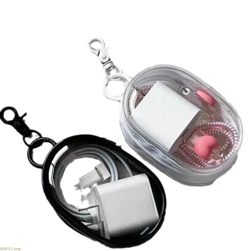 Women's Clear Compact Mini Travel Tech Accessory Pouch, Minimalist Chic Aesthetic Organizer (Luggage & Bag Accessory)