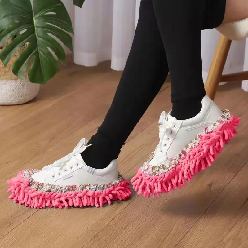 2 pairs of multi-functional floor dusting slippers, lazy slippers, household floor cleaning ultra-fine fiber cleaning shoes
