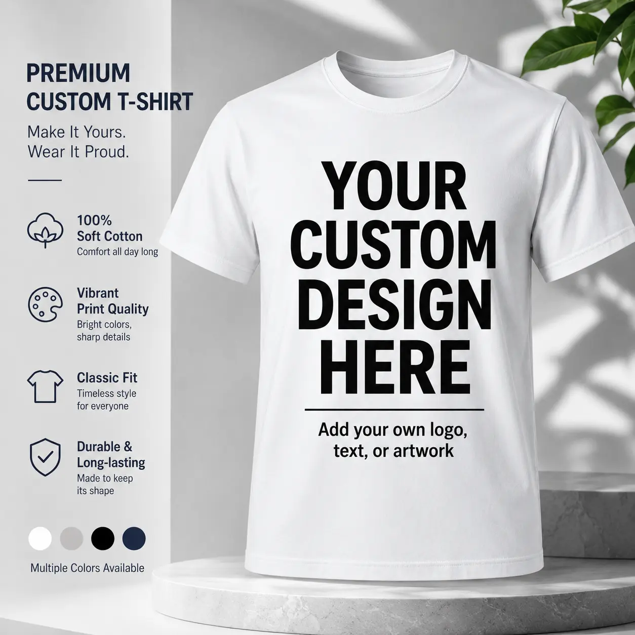 Custom Photo/Text Tee| Personalized T-Shirt Custom Graphic T-Shirt, Unisex Cotton Blend Tee, Personalized Front Print,  [Made-to-Order] Custom Graphic T-Shirt