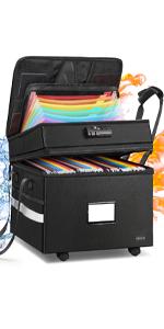 Fireproof and Water-Resistant Document Box with Lock for Document Safety, Collapsible File Organizer with Handle, Filing Cabinets for Home Office to Hold Hanging Letter/Legal Folders