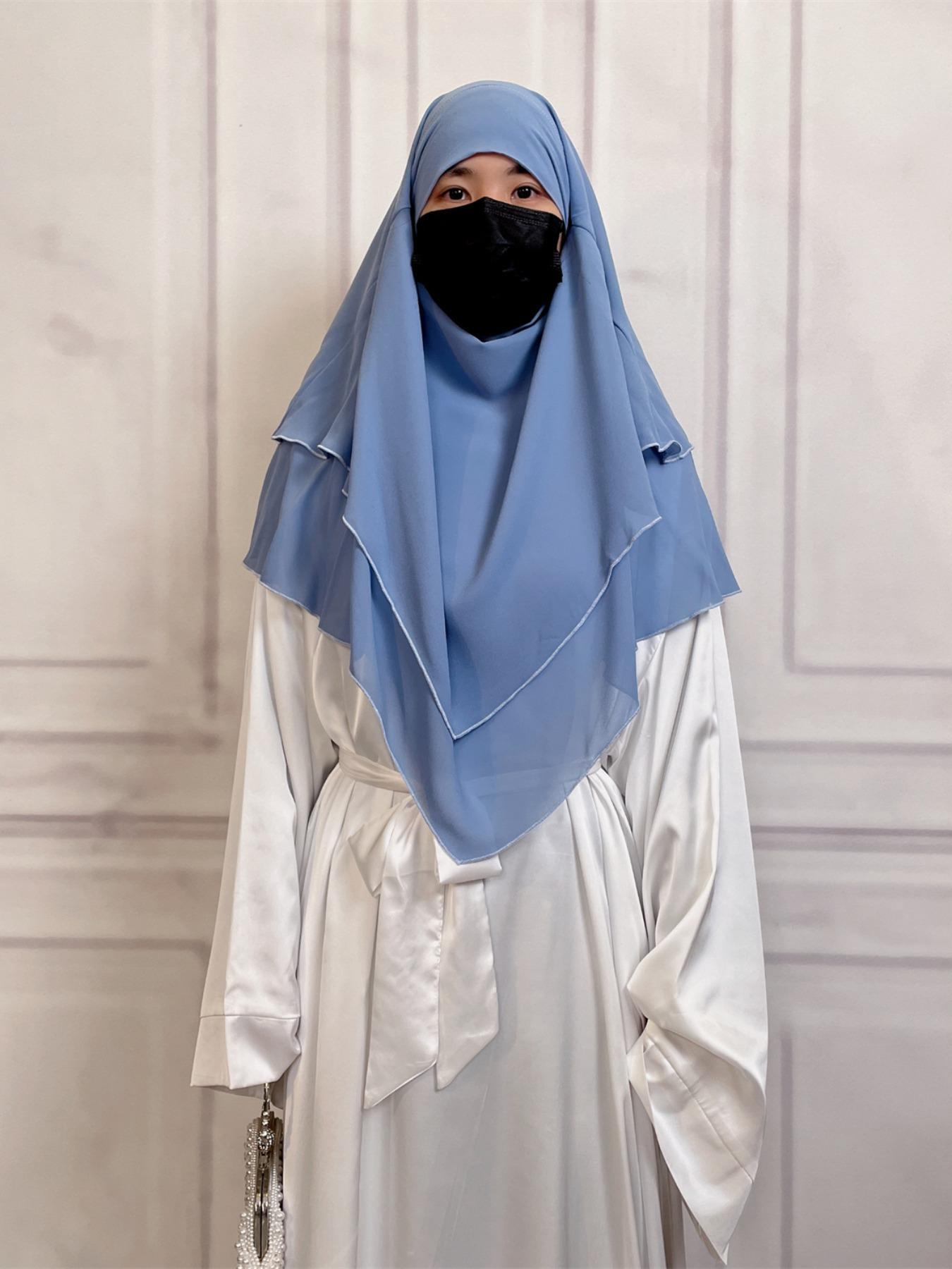 16 Colors Short Chiffon Khimar, Muslim Fashion High-Quality Fabric, Suitable for Adults and Kids, Essential Wear for All Seasons