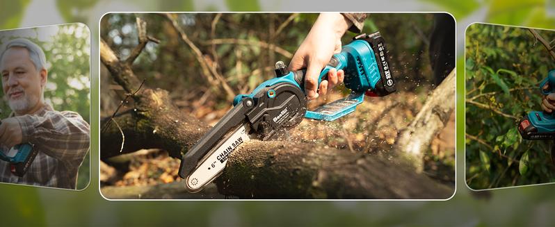 SEESII Mini Chainsaw & Pruning Shears: 6" Electric Saw Brushless & 1.3" Pruner with 2×2.0Ah Batteries, Cordless Combo for Wood Cutting/Branch Trimming, Gardening Tools for Dad Men Husband #TikTokShopBlackFriday