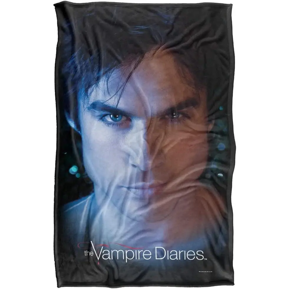 The Vampire Diaries Damon Salvatore Movie Poster Portrait Flannel Throw Blanket Vampire Drama Warm Blanket Gift Fans All Ages