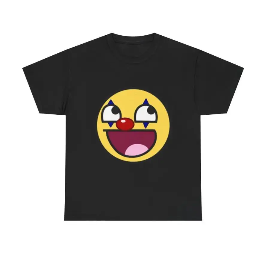 Men's Short-Sleeve Clowny Smiley Graphic T-Shirt - Cute Emoji, Fun Cartoon Design, Unisex Streetwear, Playful Fashion Statement, Emo Scene Top, Affliction Casual Menswear Y2K Tshirt