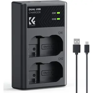 K&F Concept EN-EL15 Battery Charger, Dual Slot EN-EL15c EN-EL15b EN-EL15a Charger for Nikon Z8 Z7 Z6 Z6ii D850 D780 D750 D7500 Camera