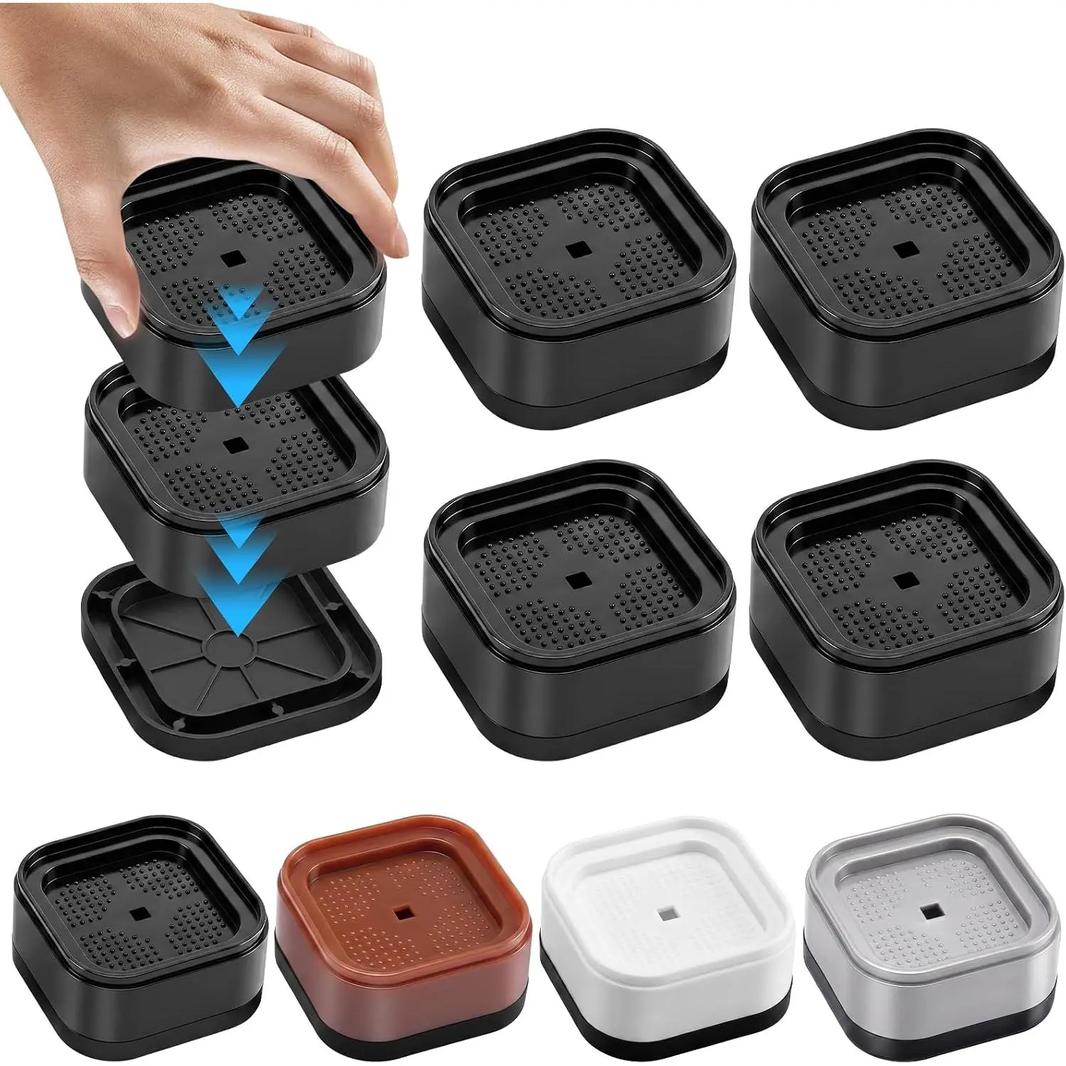 4 Pack Furniture Risers, Ajustable Bed Lifts Rrisers, 1 Inch Stackable Heavy  Desk Riser, Table  Risers, Square Bed Raising Blocks, for Bed Desk  Couch Sofa Table Chair Dorm, Black