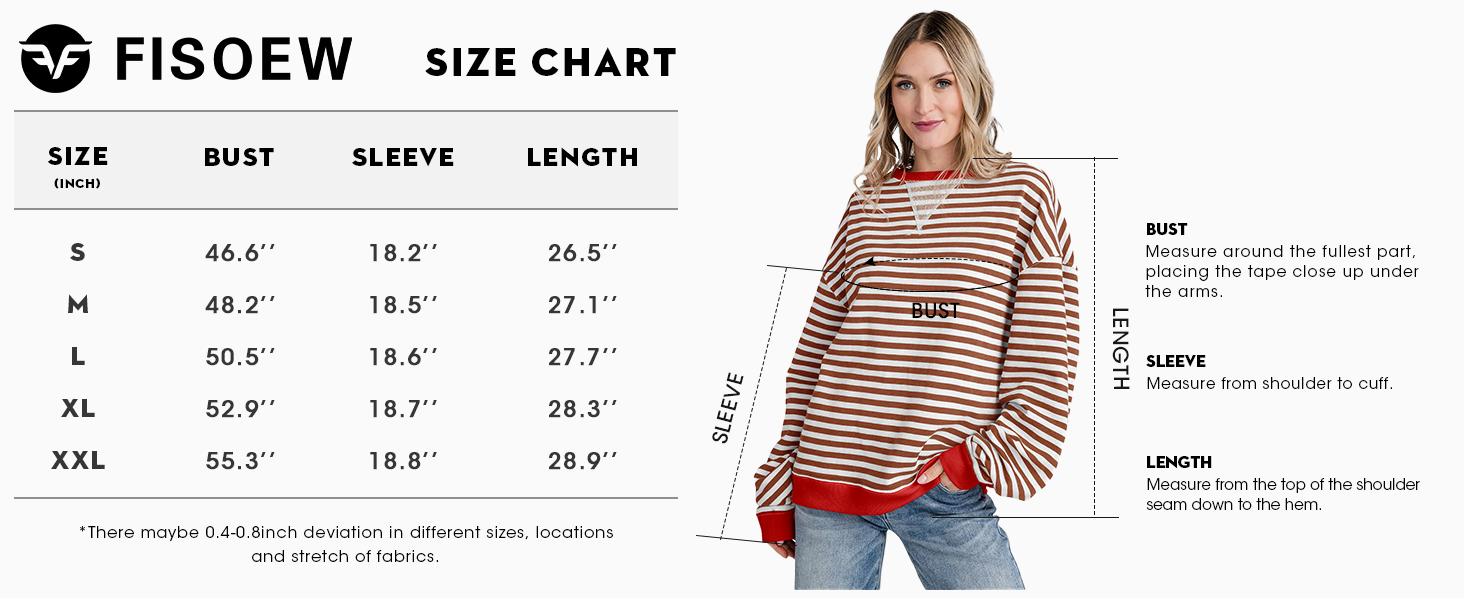 【Up To 3XL】FMEYOA Womens Striped Oversized Sweatshirt Color Block Crew Neck Long Sleeve Shirt Casual Loose Pullover Top Y2K Clothes