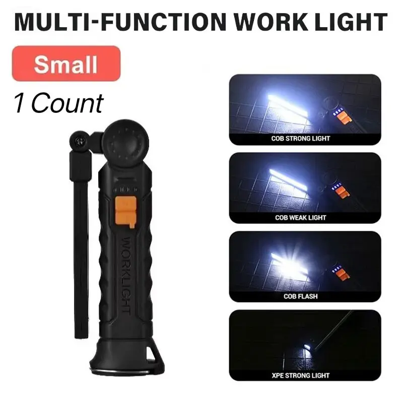 Portable USB Rechargeable LED Light, Small Camping Lantern, Magnetic Work Lamp, Hanging Magnet Light, Long Battery Life, Outdoor Folding Multi-Function Car Repair Light, Rechargeable Lighting