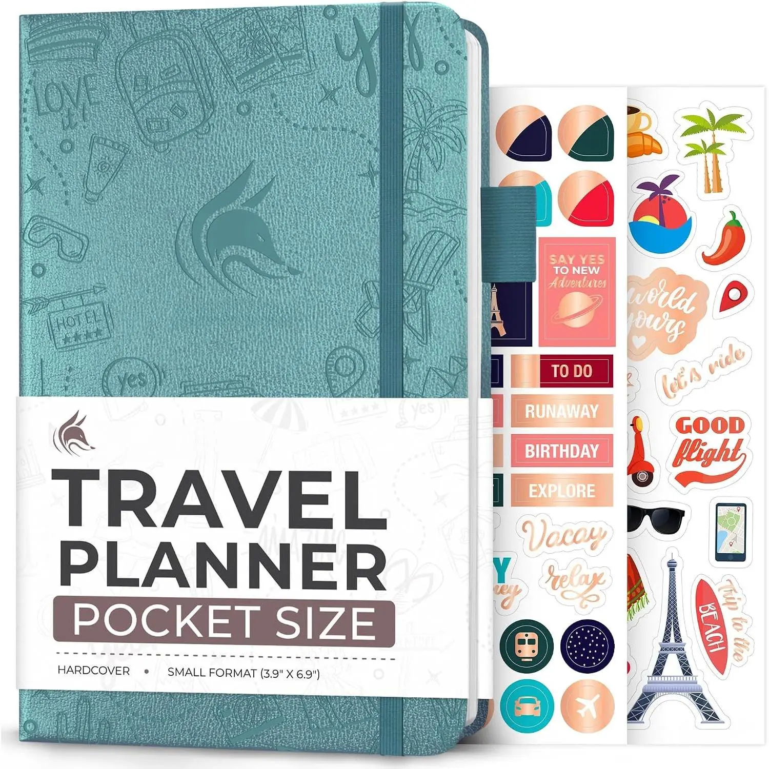 Travel Journal,  Planner Organizer 3.7”x6.7” Aquamarine | Trip itinerary planning notebook for women & men, international, cruise & world diary with packing list,  for travelers