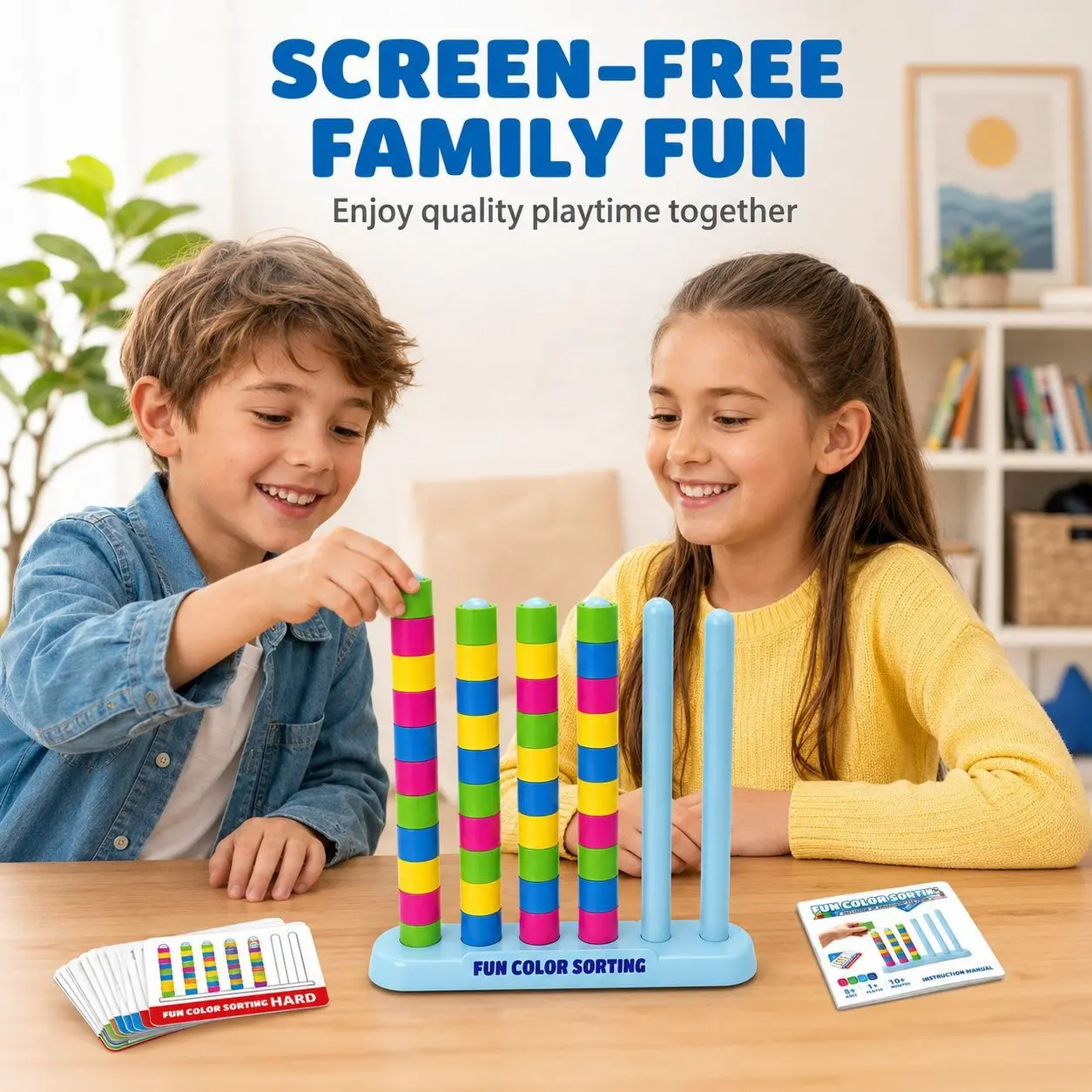 Color Stack Matching Challenge Ring Stacking Puzzle Game, Fast Reaction Sensory Fidget Toy, 1-2 Players Family Party Desktop Game, Anxiety Relief Stress Toy for Teenagers Adults, Birthday Easter Christmas Holiday Gift for Boys Girls