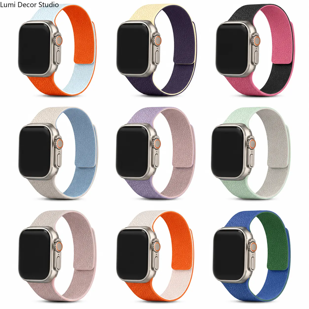 Applicable to Apple Watch new lychee pattern silicone strap wristband iWatch11 silicone magnetic apple strap