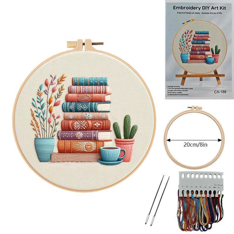 2026 New Style DIY Embroidery Kit for Beginners – Book & Potted Plant Cross Stitch Set with Full Supplies, TikTokShopBlackFriday Deal Thanksgiving