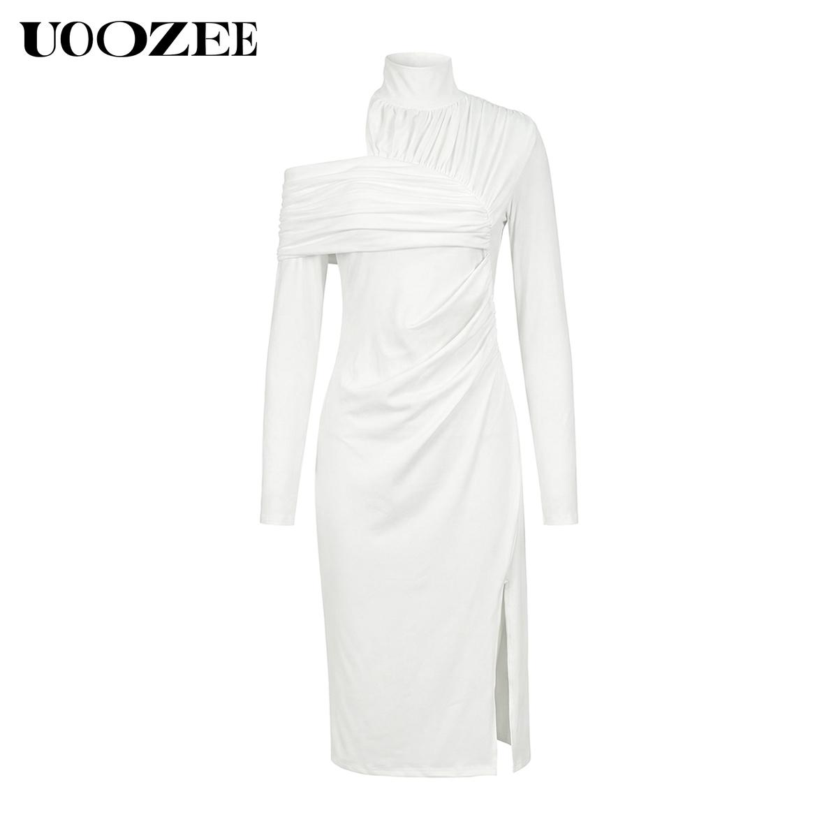 UOOZEE Women 2026 Spring Autumn Thin Knitted Tied Waist Bodycon Dress, Round Neck Short Sleeves Slim Fit Maxi Dress Women Elegant Evening Party Dresses(Sizing Runs Small - Check Size Guide or Order Larger)